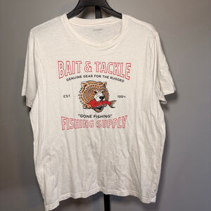 Men's Old Navy White‎ Bait & Tackle Graphic Tee M